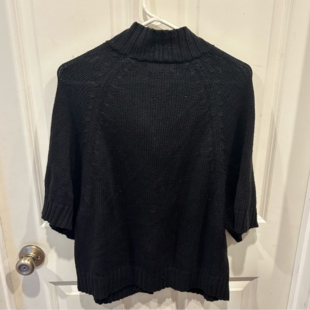 Old Navy Black Toggle Front Knit Cardigan Cape Sweater Mock Neck Womens Medium - Picture 6 of 6